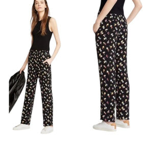 Ann Taylor Floral Bloomcore Side Zip Elastisized Waist Wide Leg Pants Size M